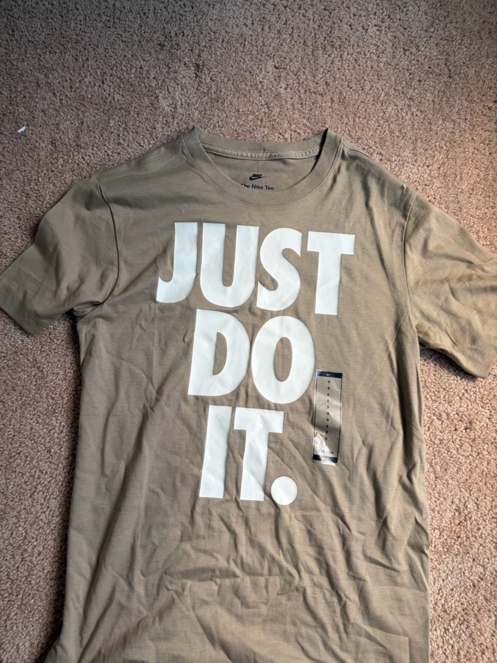 Nike Men’s Short-Sleeve Tee in Tan with White Graphic